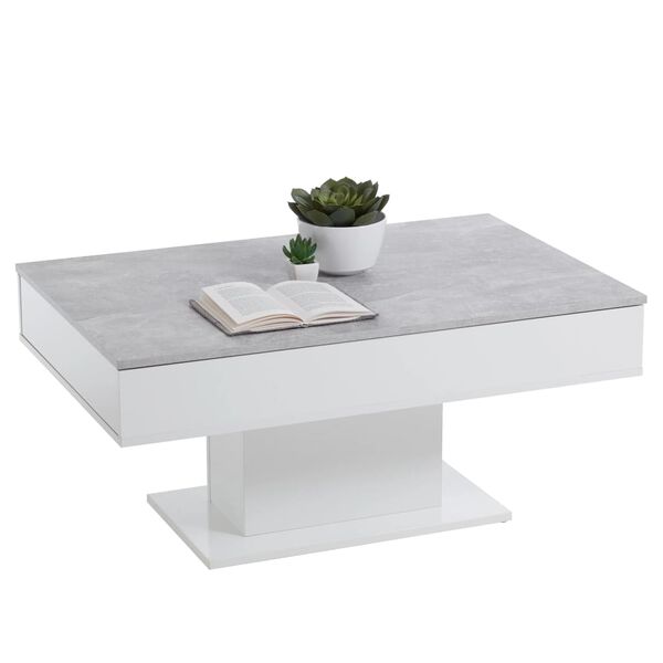 FMD Couchtisch Betongrau und Wei&szlig;