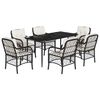 vidaXL 7-tlg. Garten-Essgruppe mit Kissen Schwarz Poly Rattan