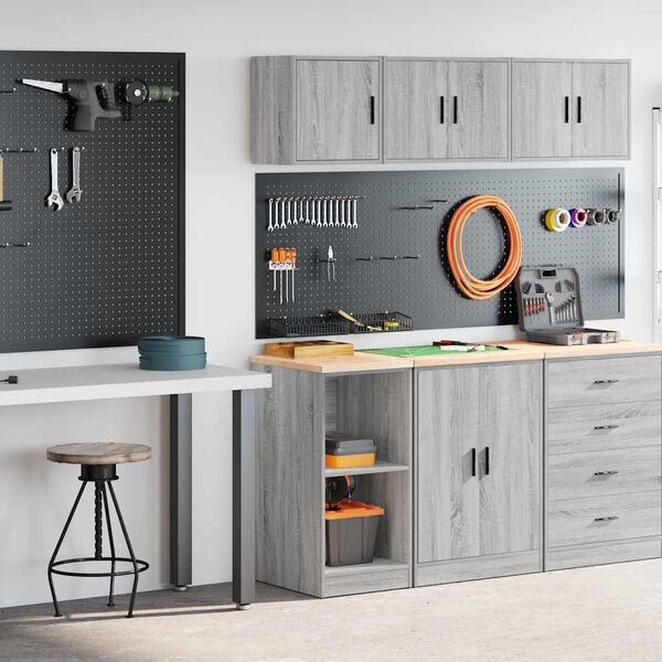 vidaXL Garagenschr&auml;nke 2 Stk. Grau Sonoma Holzwerkstoff