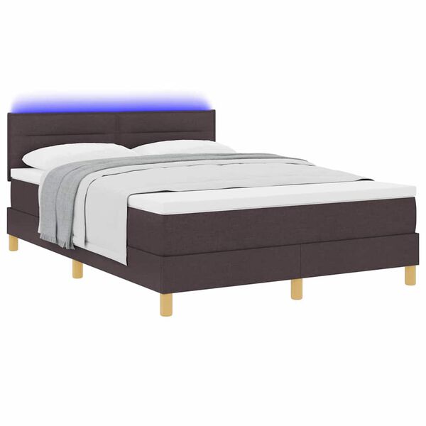 vidaXL Boxspringbett mit Matratze Dunkelbraun 140 x 200 cm Stoff