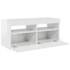 vidaXL TV-Schrank mit LED-Leuchten Hochglanz-Weiß 90x35x40 cm
