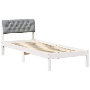 vidaXL Bettgestell Wei&szlig; und Hellgrau 75 x 190 cm Massivholz Kiefer