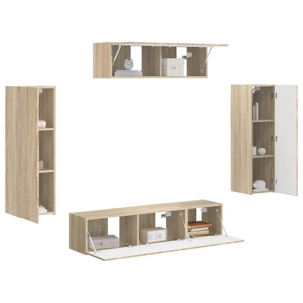 vidaXL TV-Schr&auml;nk 5 pcs Sonoma-Eiche