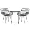 vidaXL 3-tlg. Garten-Essgruppe Schwarz Poly Rattan
