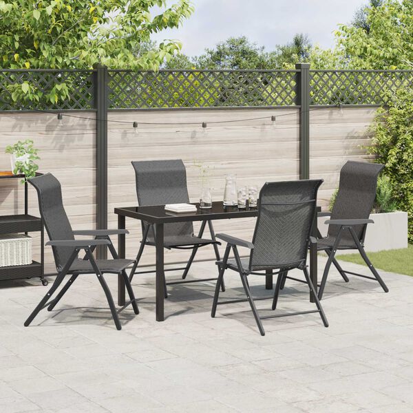 vidaXL Garten Essgruppe 5 pcs Grau Poly Rattan