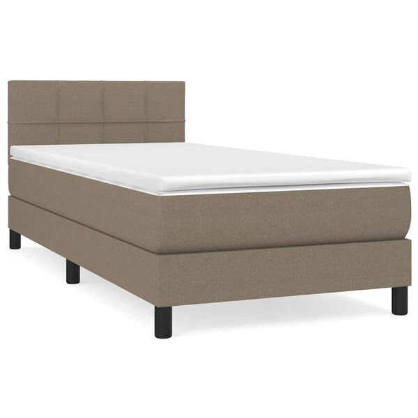 vidaXL Boxspringbett mit Matratze Taupe 90x190 cm Stoff