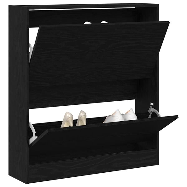 vidaXL Schuhschrank mit Regal Schwarz Eichen-Optik 80 x 21 x 87,5 cm