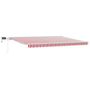 vidaXL Ausziehbare Markise Rot und Wei&szlig; 450 x 300 cm
