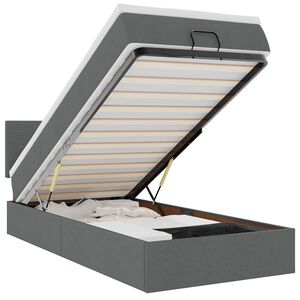 vidaXL Ottoman-Bett mit Matratze & LEDs Dunkelgrau 90x190 cm Stoff