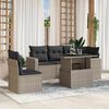 vidaXL 6-tlg. Garten-Sofagarnitur mit Kissen Hellgrau Poly Rattan