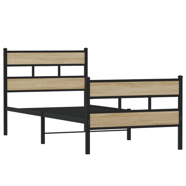 vidaXL Metallbett ohne Matratze Sonoma-Eiche 80x200 cm