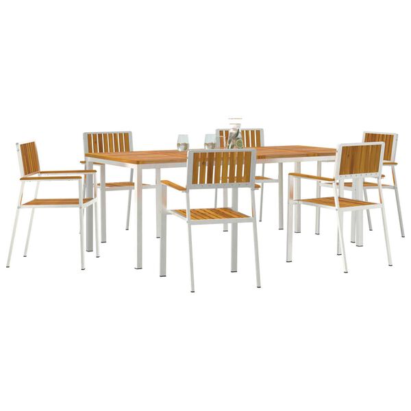 vidaXL Outdoortisch-Set 7 pcs Braun Massivholz Akazie
