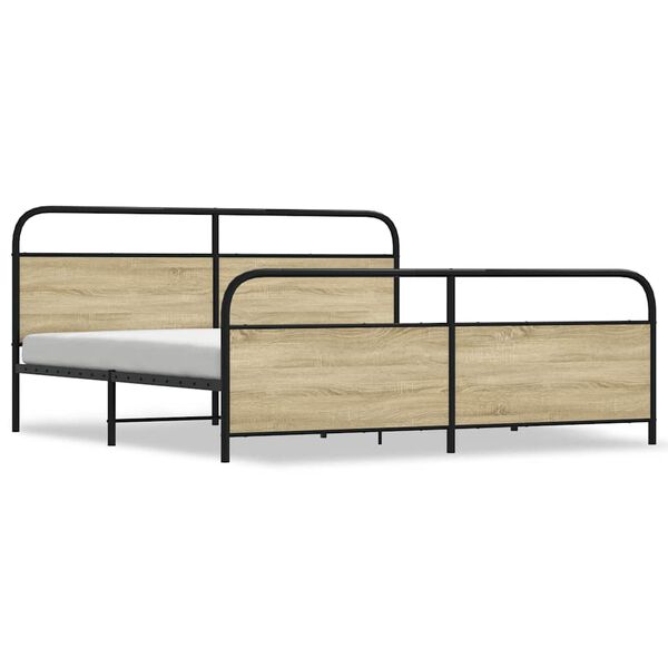 vidaXL Metallbett ohne Matratze Sonoma-Eiche 180x200 cm