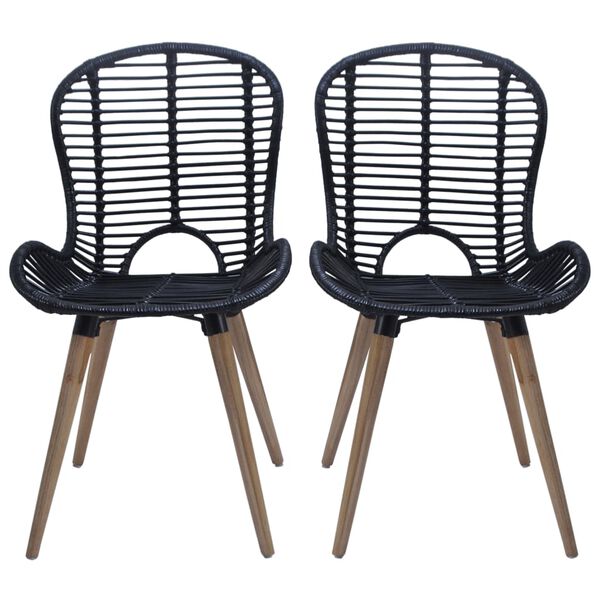 vidaXL Esszimmerst&uuml;hle 6 Stk. Natur Rattan Schwarz