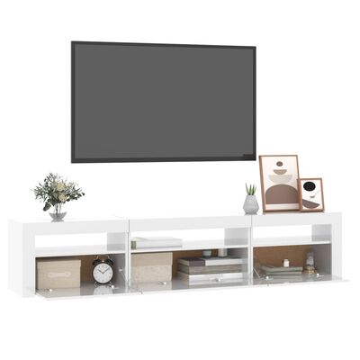 vidaXL TV-Schrank mit LED-Leuchten Hochglanz-Weiß 195x35x40 cm