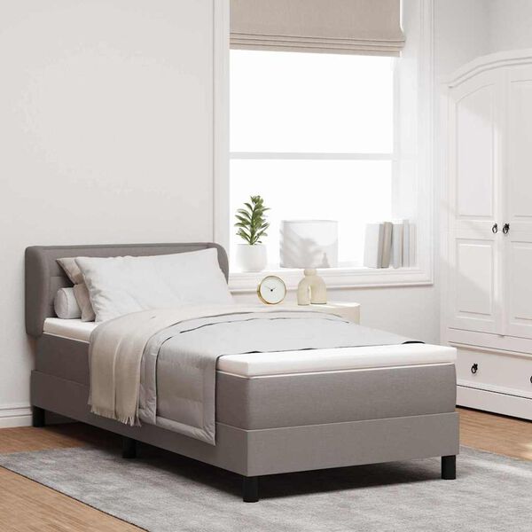 vidaXL Boxspringbett mit Matratze Taupe 100 x 200 cm Stoff