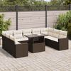 vidaXL 10-tlg. Garten-Sofagarnitur mit Kissen Braun Poly Rattan
