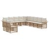 vidaXL Outdoor-Sofagarnitur 11 pcs Nat&uuml;rlich und Cremwei&szlig; Polyester