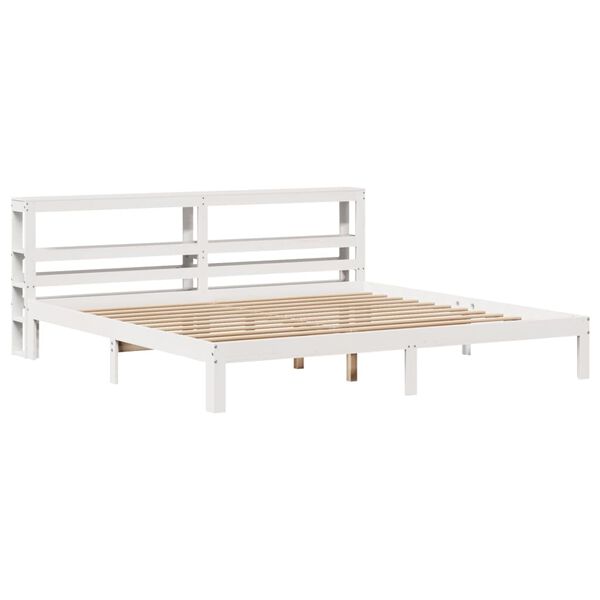 vidaXL Bettgestell mit Kopfteil ohne Matratze Wei&szlig; 200x200 cm