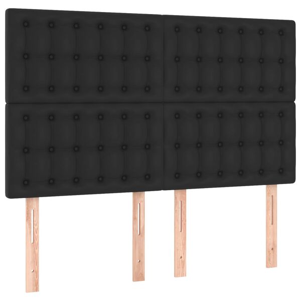 vidaXL LED Kopfteil Schwarz 144x5x118/128 cm Kunstleder