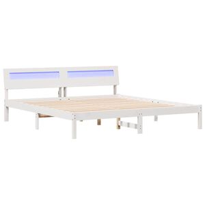 vidaXL Bettrahmen mit Kopfteil Wei&szlig; 180 x 200 cm Massives Kiefernholz
