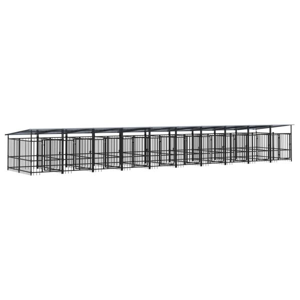 vidaXL Outdoor-Hundezwinger mit Dach Stahl 18,77 m&sup2;