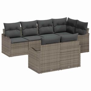 vidaXL Garten-Sofa-Set mit Speicher 7 pcs Grau Poly Rattan