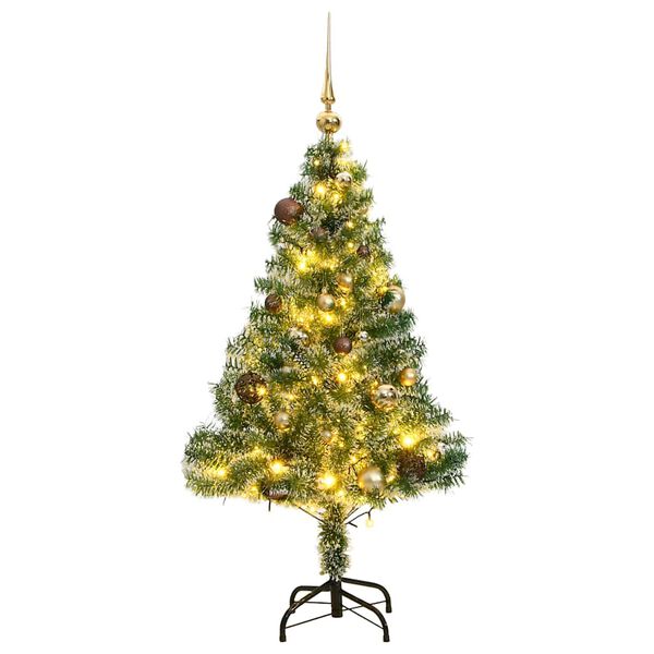 vidaXL K&uuml;nstlicher Weihnachtsbaum mit Schnee & Kugeln 150 LEDs 150 cm
