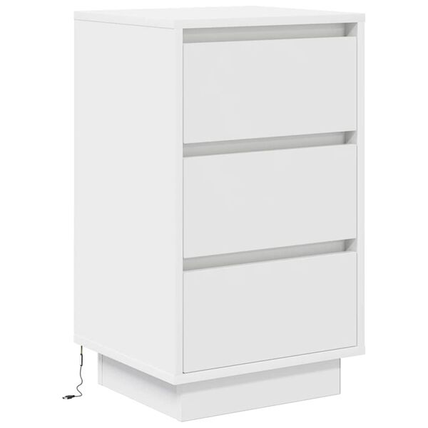 vidaXL Nachttisch mit LED-Leuchten Wei&szlig; 38x34x65 cm