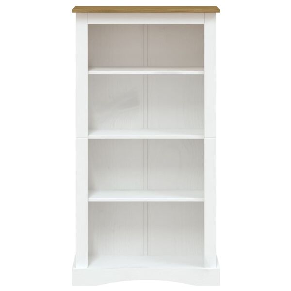 vidaXL Bücherschrank 4 Fächer Mexiko-Stil Kiefernholz Weiß 80x29x150cm