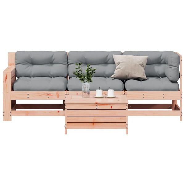 vidaXL 4-tlg. Garten-Lounge-Set mit Kissen Massivholz Douglasie