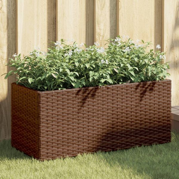 vidaXL Pflanzk&uuml;bel 2 T&ouml;pfe Braun 72x30x32 cm Poly-Rattan