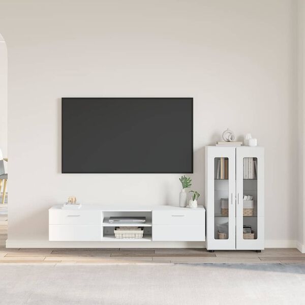vidaXL TV-Schrankset mit Schubladen mit Regal Wei&szlig; Holzwerkstoff