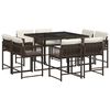 vidaXL 9-tlg. Garten-Essgruppe mit Kissen Braun Poly Rattan