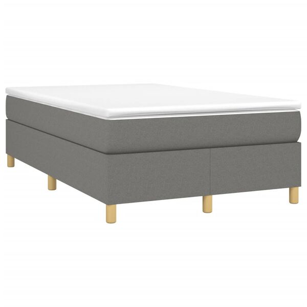 vidaXL Boxspringbett mit Matratze Dunkelgrau 120x200 cm Stoff