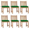 vidaXL Gartenst&uuml;hle 6 Stk. mit Kissen Massivholz Teak