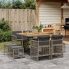 vidaXL 9-tlg. Garten-Essgruppe mit Kissen Grau Poly Rattan