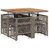 vidaXL 9-tlg. Garten-Essgruppe mit Kissen Grau Poly Rattan