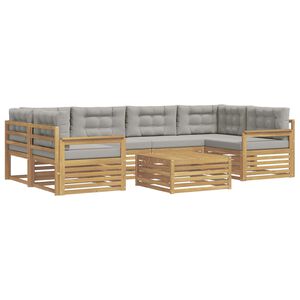 vidaXL Outdoor-Sofagarnitur 7 stk. Wei&szlig; und Hellgrau Polyester