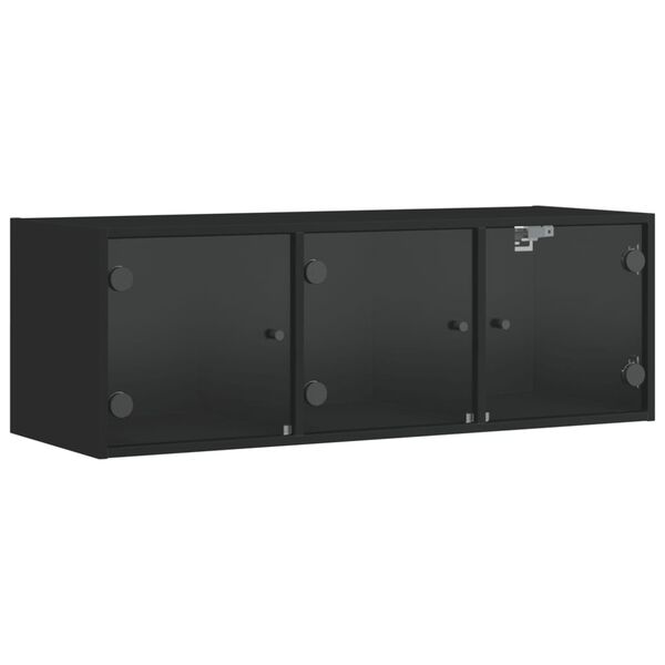 vidaXL Wandschrank mit Glast&uuml;ren Schwarz 102x37x35 cm