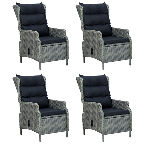 vidaXL 5-tlg. Garten-Essgruppe Hellgrau Poly Rattan