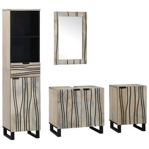 vidaXL Badezimmerm&ouml;bel-Set mit Regal 4 pcs Walnussbraun Holzwerkstoff