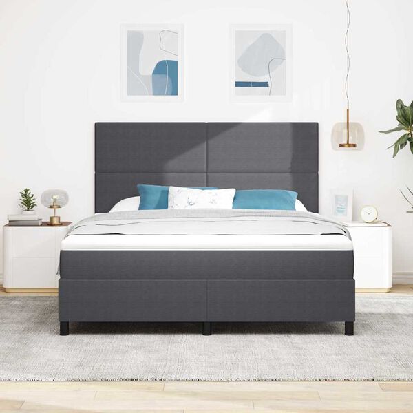 vidaXL LED Boxspringbett Dunkelgrau und Wei&szlig; 180 x 200 cm Cordstoff