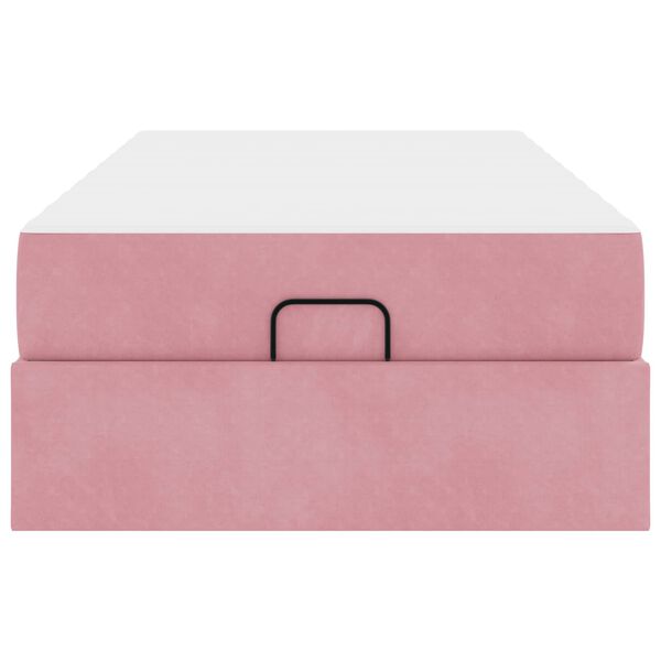 vidaXL Bettgestell mit Matratze mit Speicher Rosa 80 x 200 cm Samt