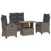 vidaXL 4-tlg. Garten-Essgruppe mit Kissen Grau Poly Rattan