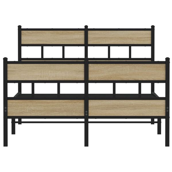 vidaXL Metallbett ohne Matratze Sonoma-Eiche 120x190 cm