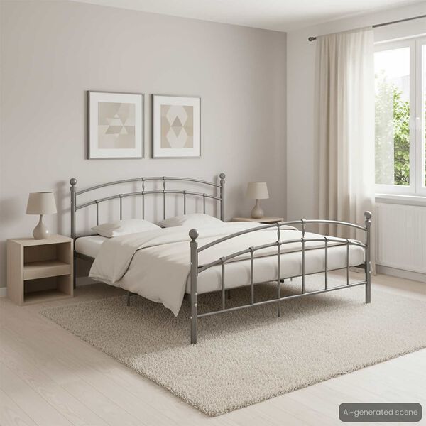 vidaXL Bettgestell Grau Metall 140x200 cm