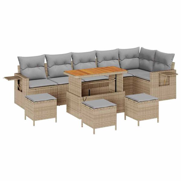 vidaXL Gartensofa-set mit Kissen 12 pcs Beige und Hellgrau Poly-Rattan