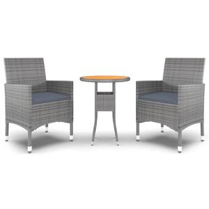 vidaXL 3-tlg. Garten-Essgruppe Poly Rattan Grau