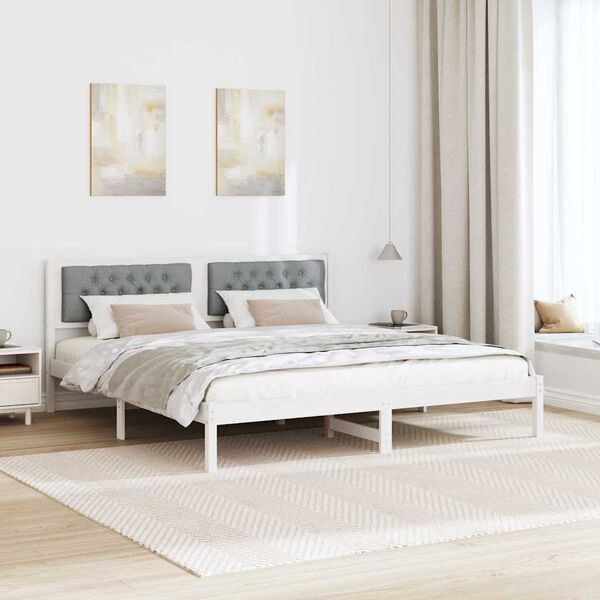 vidaXL Bettrahmen Hellgrau 160 x 200 cm Massives Kiefernholz